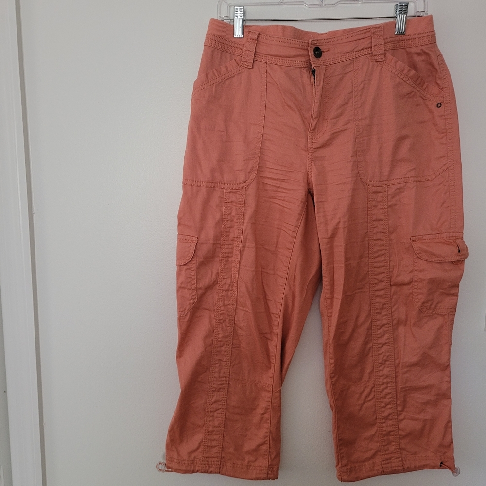 STYLE & CO LIGHT PINK CURVI-FIT CARGO WOMEN CAPRIS